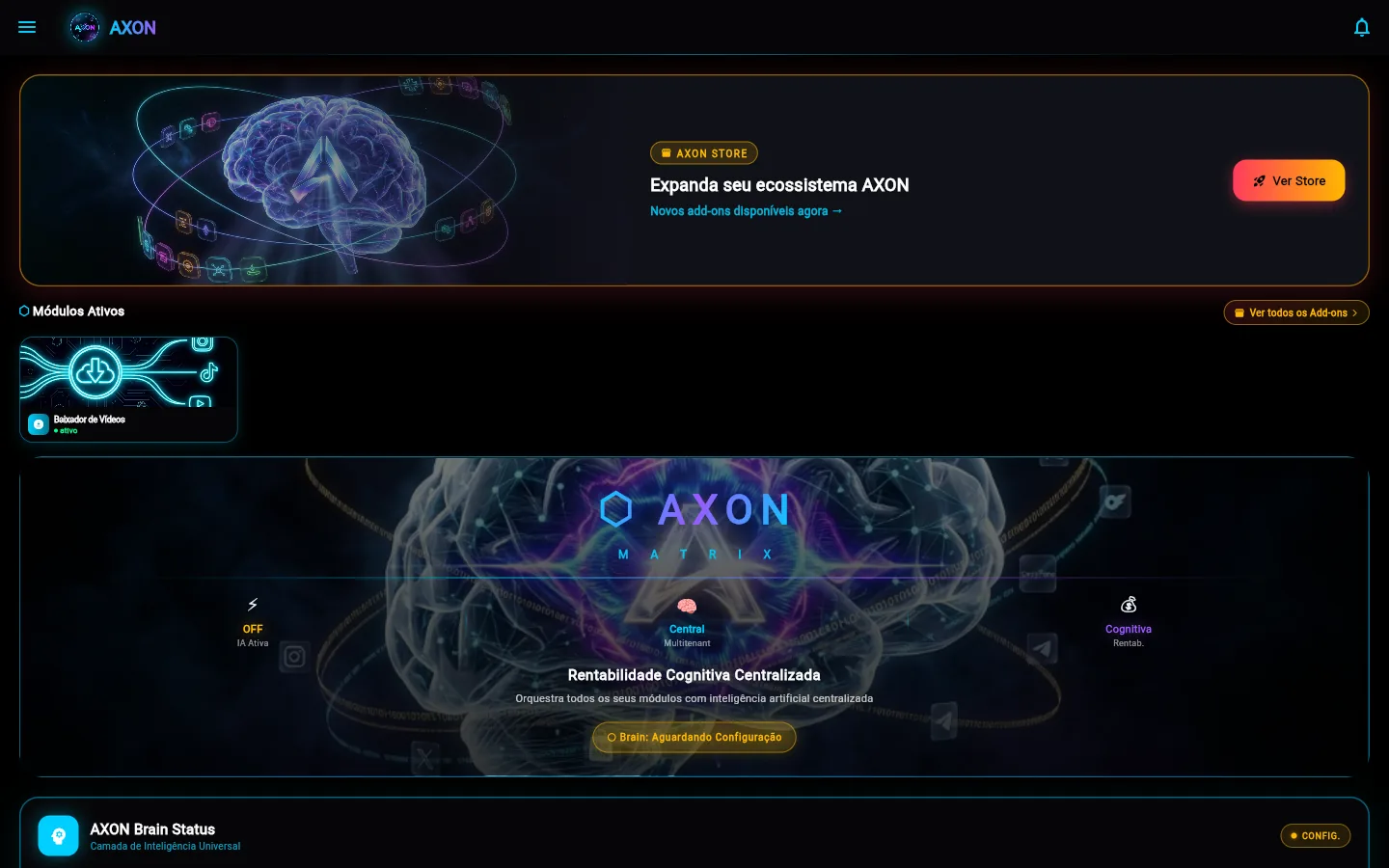 Dashboard AXON Matrix — tela real do sistema